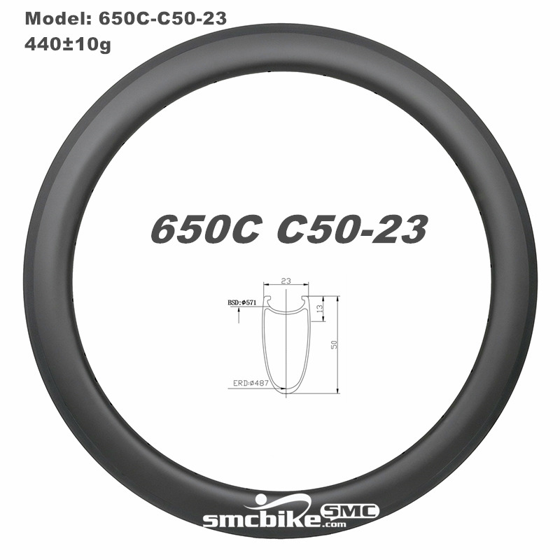 SMC 650C 50MM Deep 23mm Wide Clincher Carbon Rims