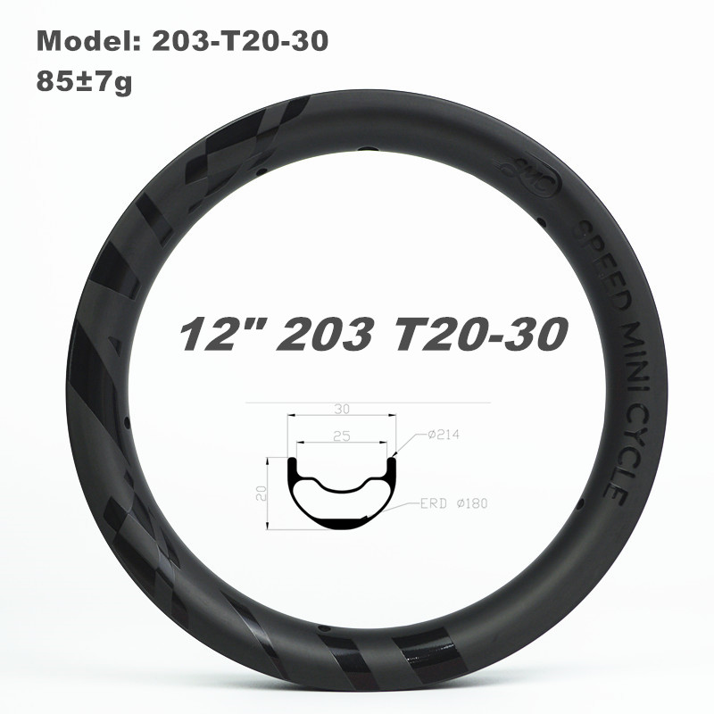 SMC 203-T20-30 12" 203 20MM Deep 30mm Wide Tubeless Carbon Fiber Rim