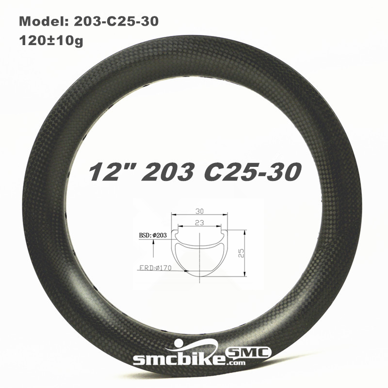 SMC 203-C25-30 12" 203 25MM Deep 30mm Wide Clincher Carbon Fiber Rim