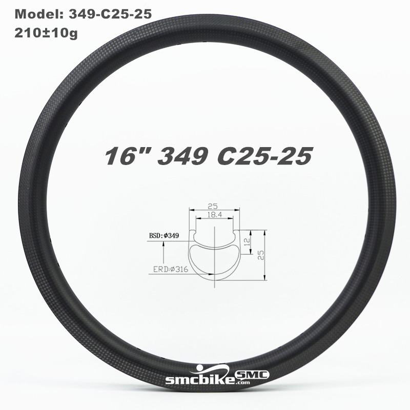 SMC 349-C25-25 16" 349 25MM Deep 25mm Wide Carbon Fiber Rims