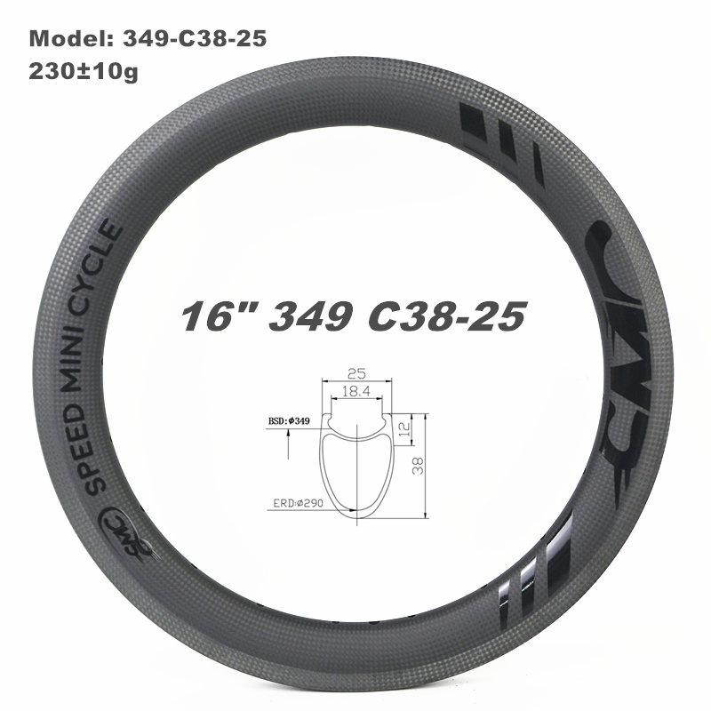 SMC 349-C38-25 16" 349 38MM Deep 25mm Wide Carbon Fiber Rim
