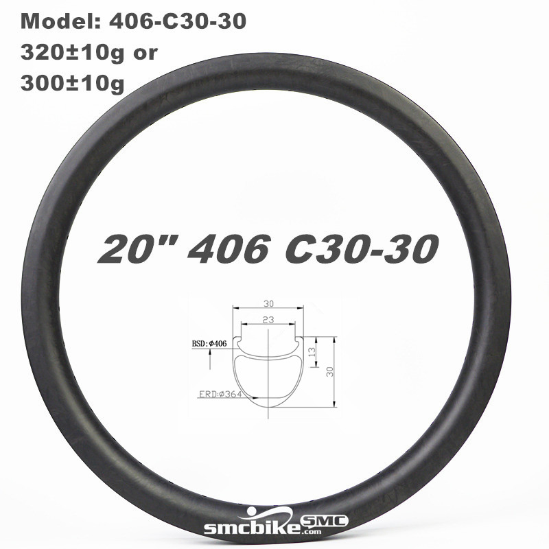 SMC 20" 406 30MM Deep 30mm Wide Clincher Carbon Rim