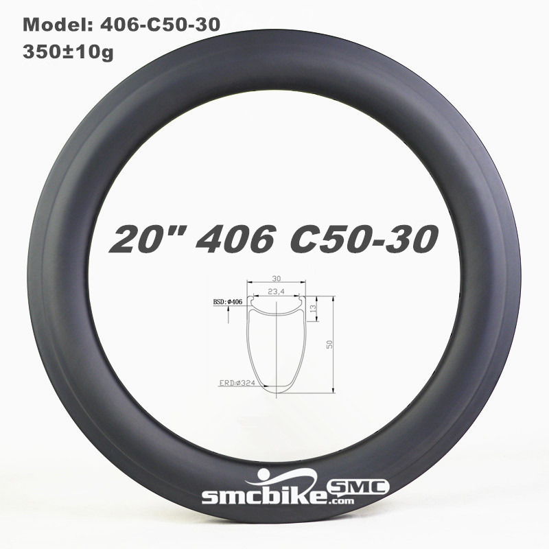 SMC 20" 406 50MM Deep 30mm Wide Carbon Fiber Rim