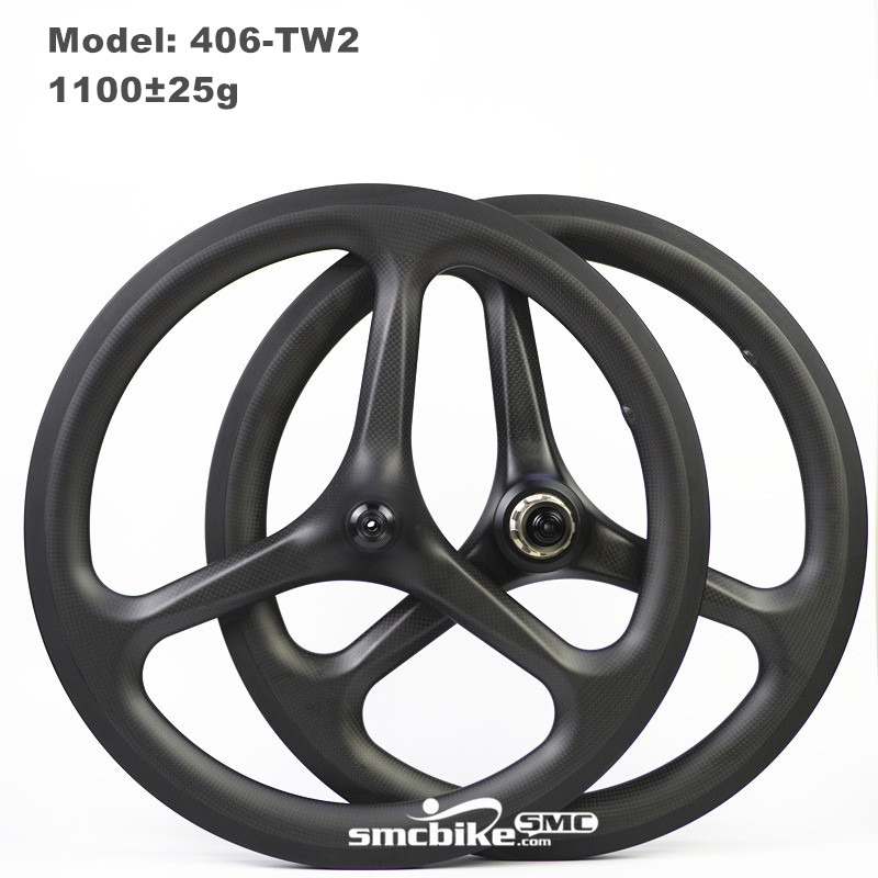 SMC Edge 406-TW2 20" 406 Tri-spokes Carbon Wheels for Folding Bike