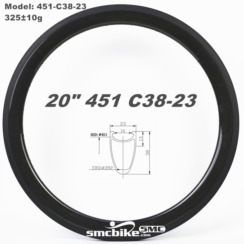 SMC 20" 451 38MM Deep 23mm Wide Clincher Carbon Rim