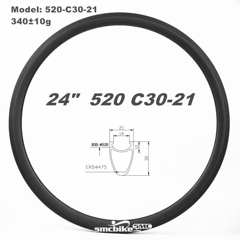 SMC 24" 520 30MM Deep 21mm Wide Carbon Fiber Rim