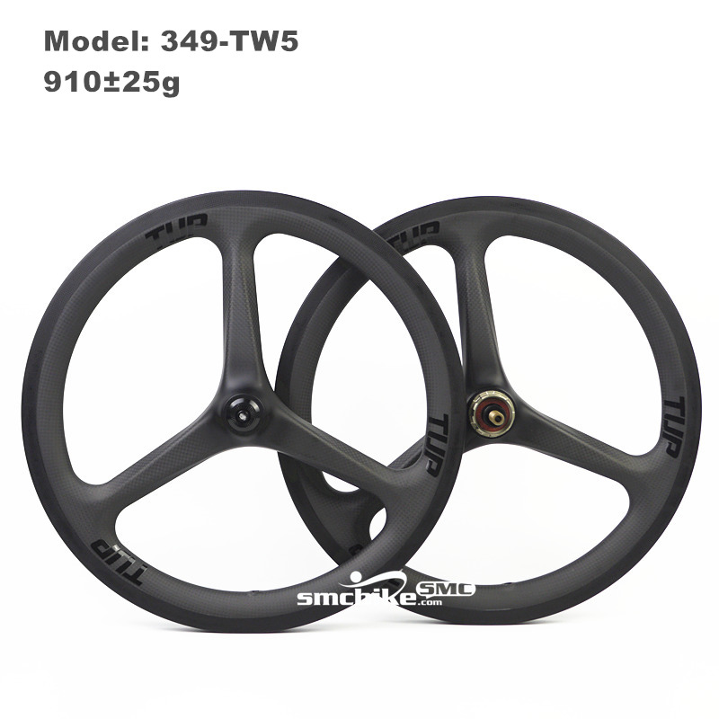 SMC Edge-349-TW5 16" 349 Tri-spokes Carbon Wheels for Brompton 7-speed Folding Bicycle