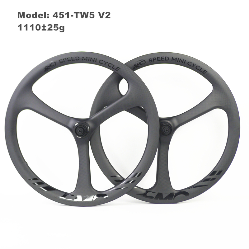 New SMC Govan 451-TW5 V2 20" 451 Tri-spokes Carbon Wheels Ratchet System Center Lock
