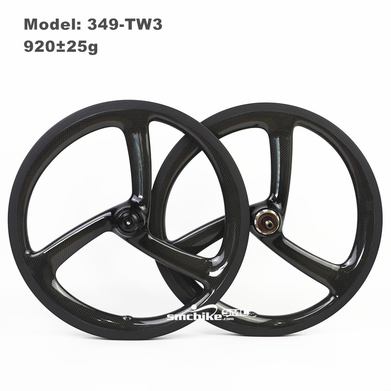 SMC TUP-349-TW3 Tri-spokes 16" 349 Carbon Wheels for Brompton 3-Speed 7-Speed