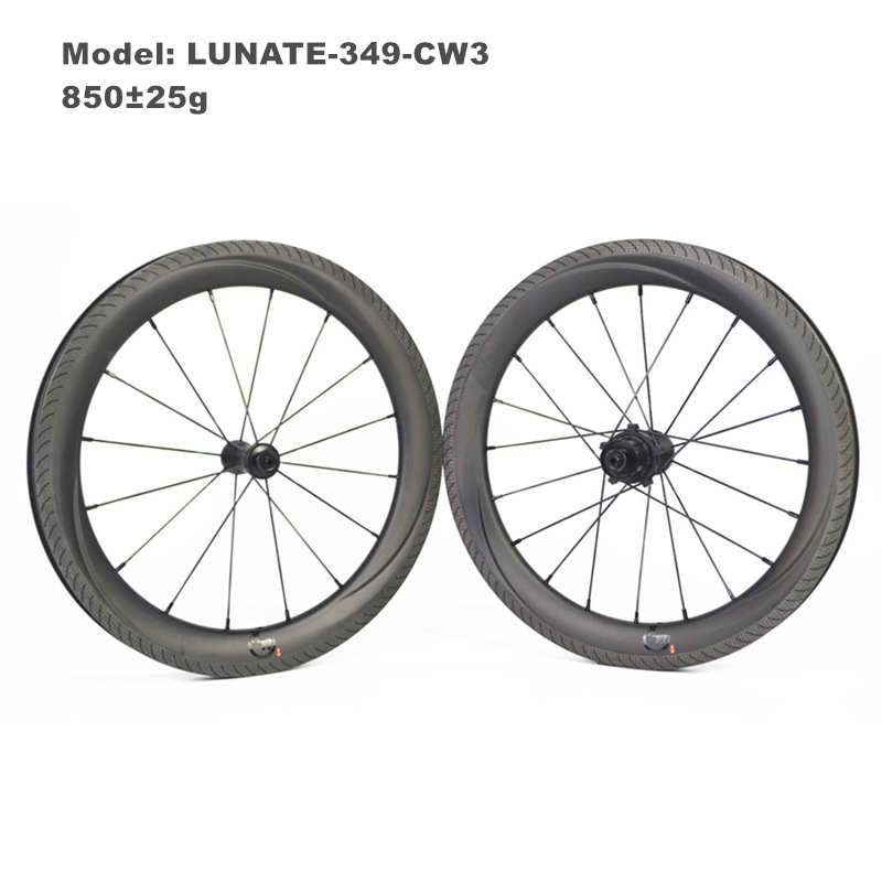 LUNATE-349-CW3 16 inch 349 Carbon Wheelset for Brompton 7-speed Ratchet Rim Brake