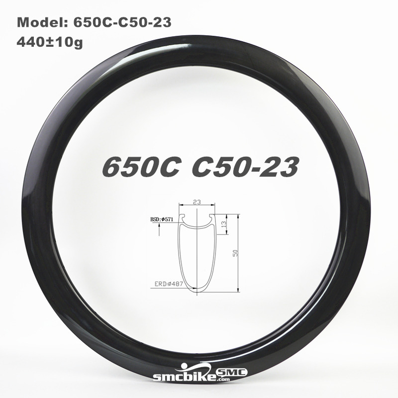 SMC 650C 50MM Deep 23mm Wide Clincher Carbon Rims