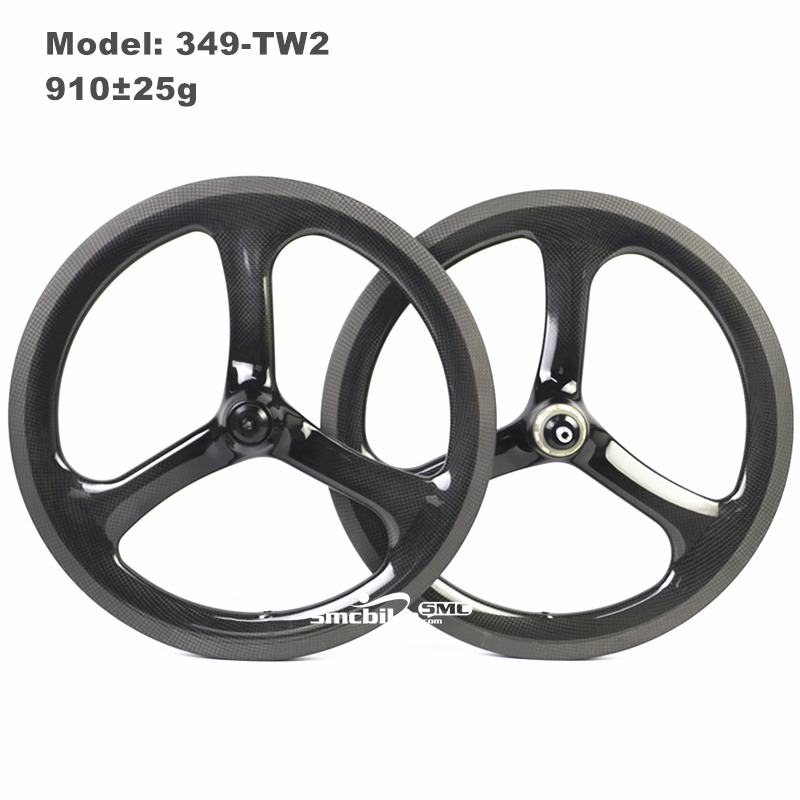 SMC Govan-349-TW2 16" 349 Carbon Tri-spokes Wheelset for Brompton 2-Speed 3/4-Speed 7-speed