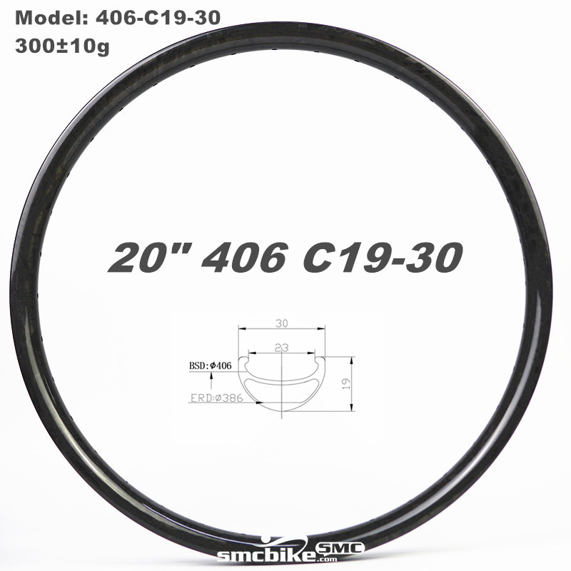 SMC 20" 406 19MM Deep 30mm Wide Expert / Pro BMX Racing Carbon Fiber Rim