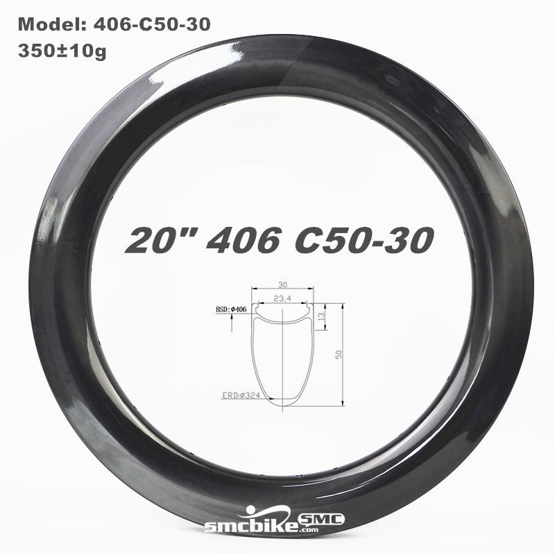 SMC 20" 406 50MM Deep 30mm Wide Carbon Fiber Rim