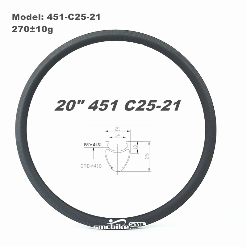 SMC 20" 451 25MM Deep 21mm Wide BMX Junior Racing Carbon Rim