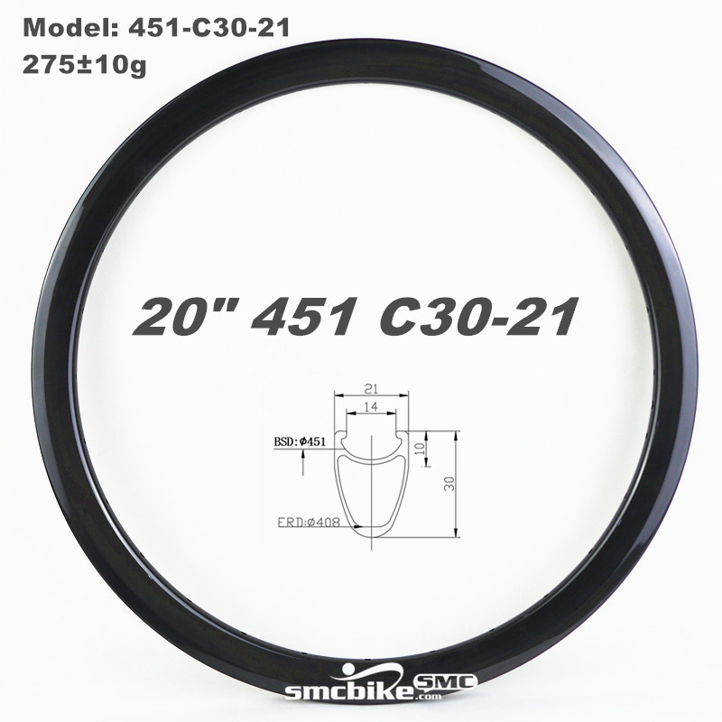 SMC 20" 451 30MM Deep 21mm Wide BMX Junior Racing Carbon Rim