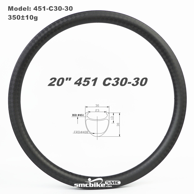 SMC 20" 451 30MM Deep 30mm Wide Clincher Carbon Rim