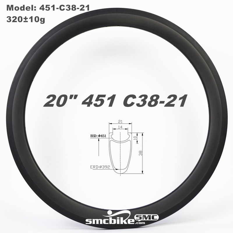 SMC 20" 451 38MM Deep 21mm Wide Carbon Rim