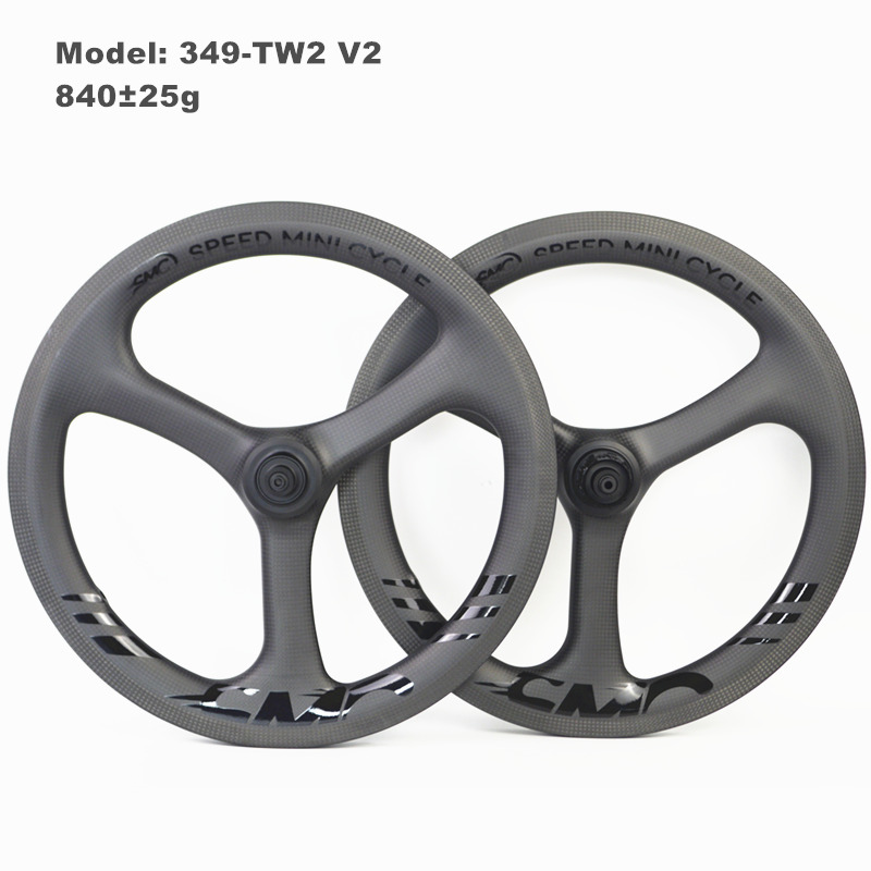 SMC GOVAN-349-TW2 V2 16" 349 Carbon Tri-spokes Wheels for Brompton 7-speed Ratchet System