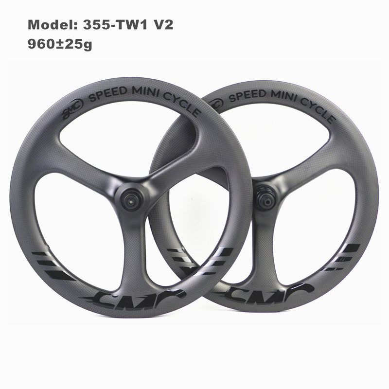 SMC Govan 355-TW1 V2 18" 355  Tri-spokes Carbon Wheels Ratchet System Center Lock Birdy