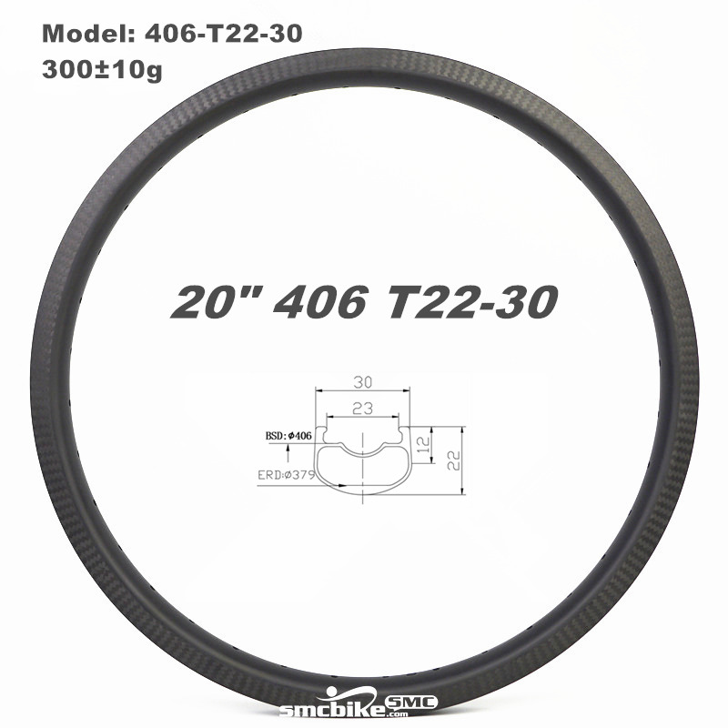 Plume 20x1.75 406 BMX Expert / Pro Racing Carbon rims Tubeless  22MM deep 30mm Wide