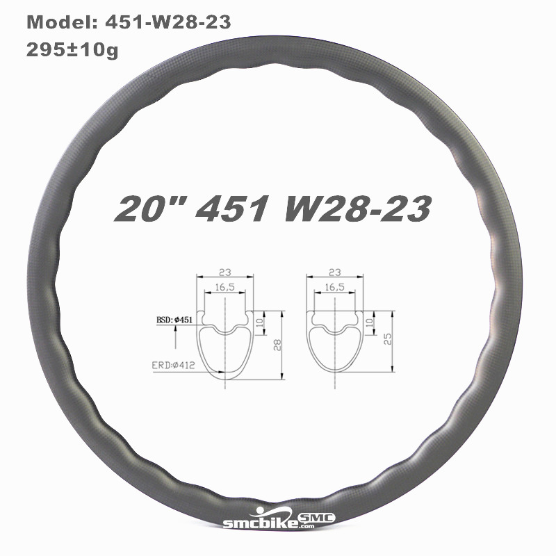 SMC 20inch 451 28&25MM waves carbon rim